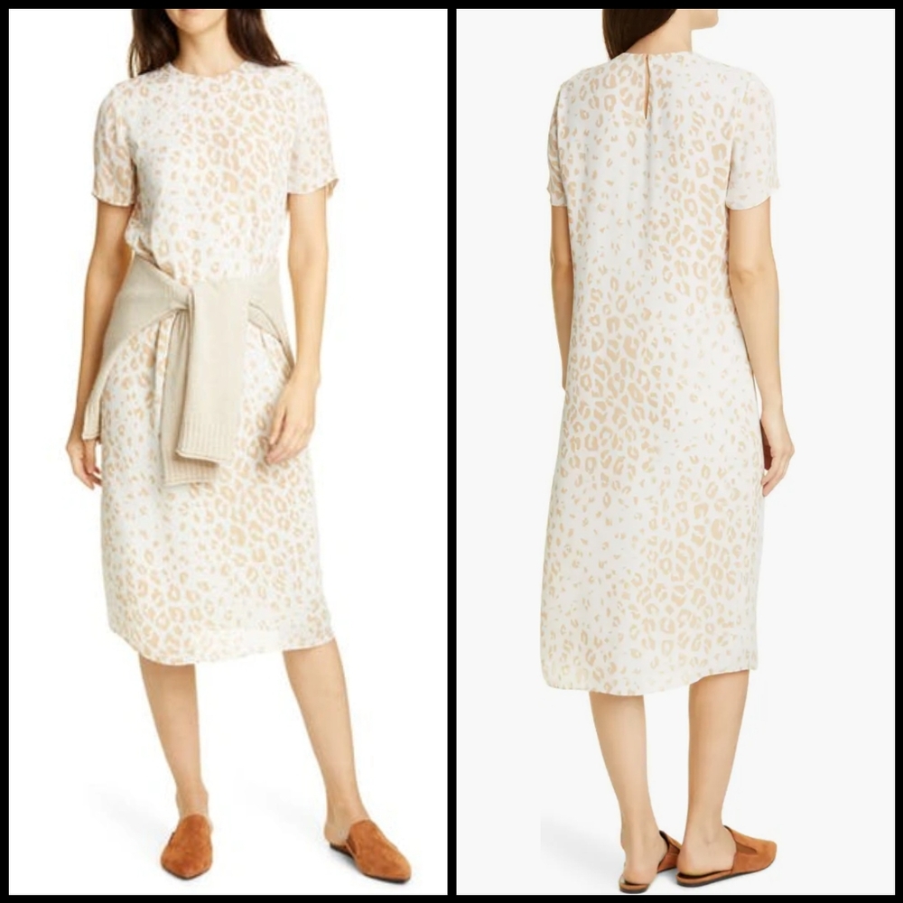 Jenni Kayne White Tan Sheath Midi Dress